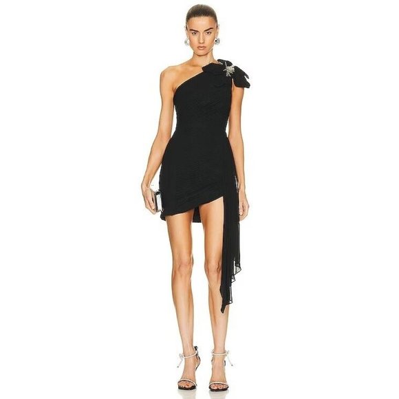 PatBO Flower Applique Mini Dress Black Flower - Picture 1 of 10